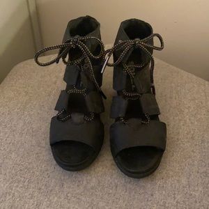 Sorel Black JOANIE™ II LACE WEDGE SANDAL